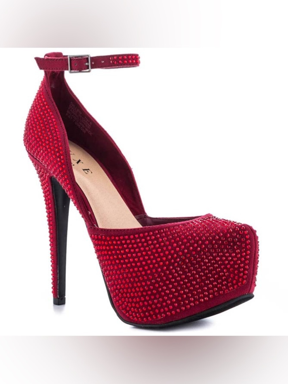 Luxe by JustFab "Gillen" red rhinestone heels size 8